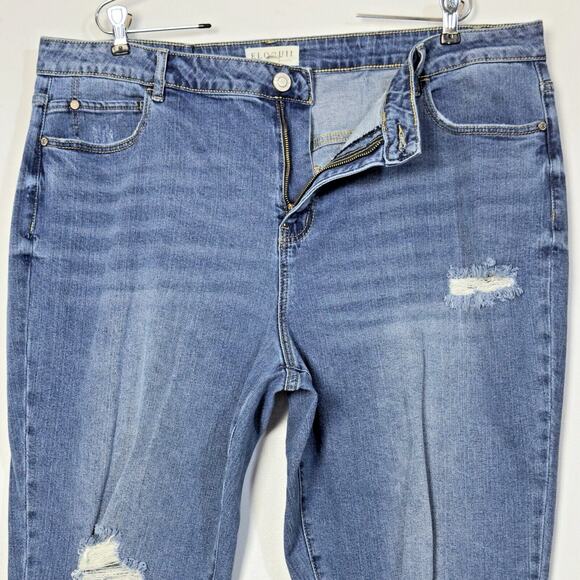 High Rise Crop Mom Jeans Distress Stretch Eloquii 18 Bohemian Festival Grunge - Picture 7 of 14